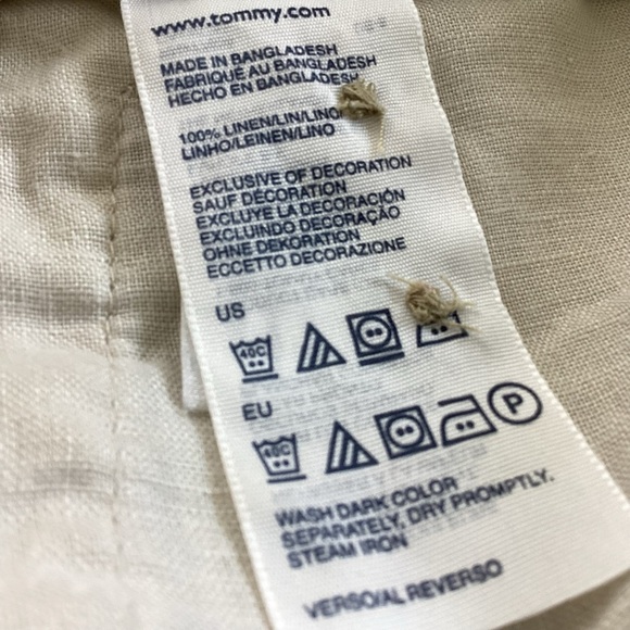 Tommy Hilfiger probably Vtg linen cream cropped straight leg self-tie pants 6 - Picture 6 of 7